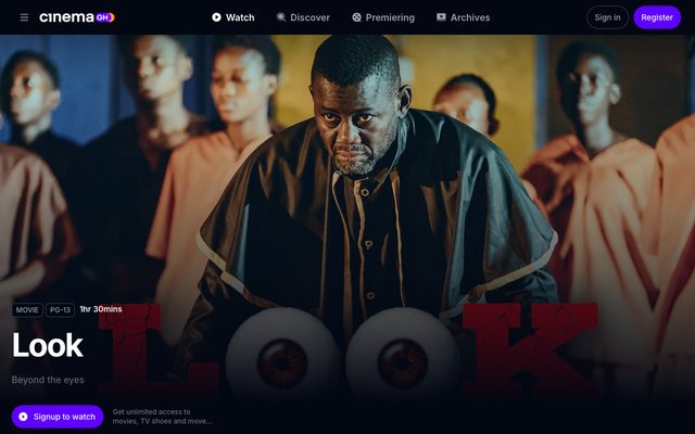 Scrolling preview of the CinemaGH homepage