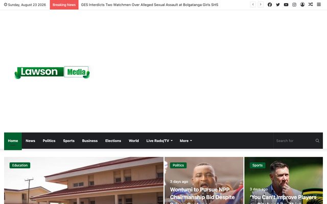 Scrolling preview of the Lawson Media Online homepage
