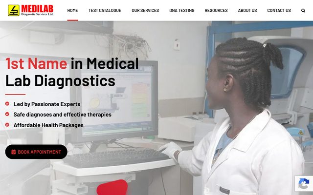 Scrolling preview of the Medilab homepage